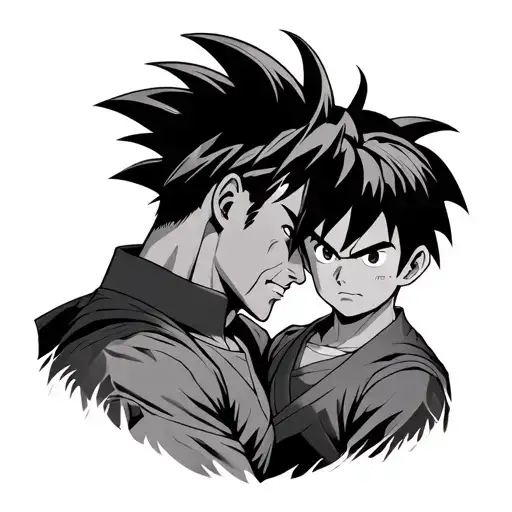Manga Style Representing A Father And His Son Dragon Ball Z Version