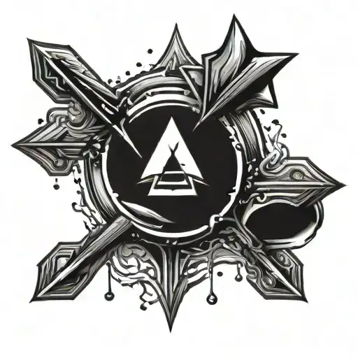 Water Splash And Arrow Design And Spade Shaped Geometry