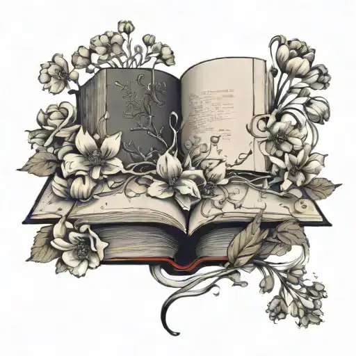 Book Surrounded By Birth Month Flowers Intertwined