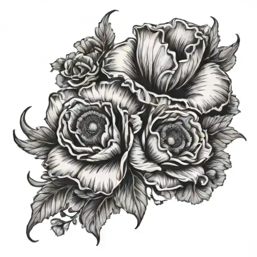 Bull Horns With Poppy Flower Bouquet