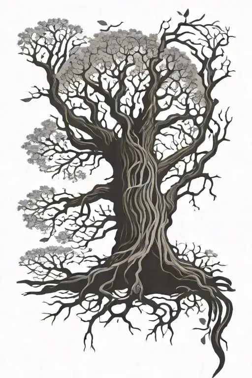 Feminine Tree With Roots Reaching Deep