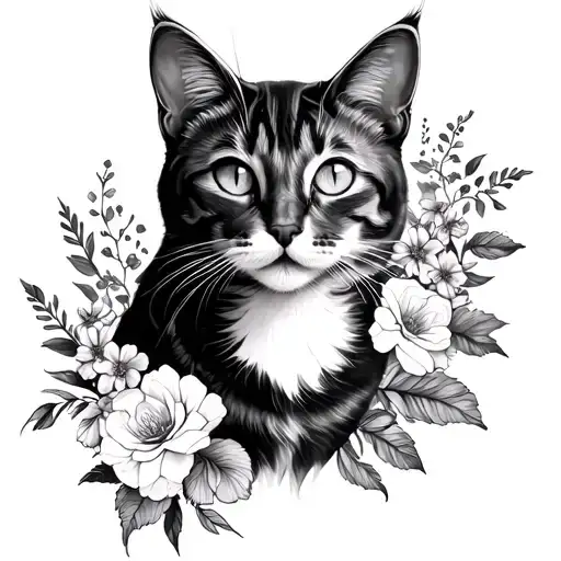 Cat And Florals