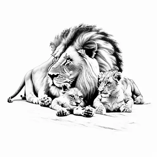 Lion With 2 Cub