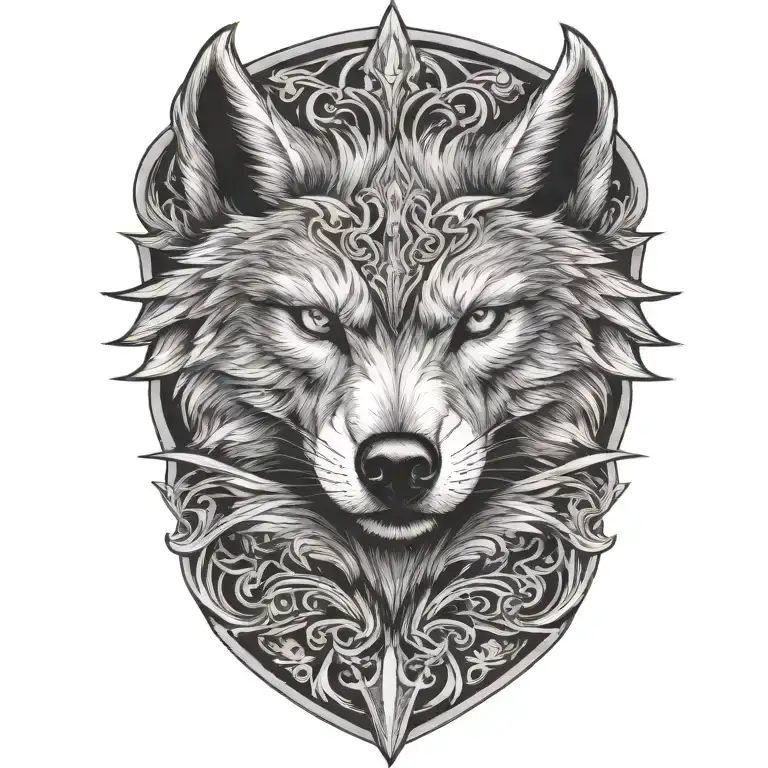 Wolf Head On A Black