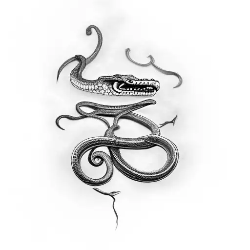 Roman Numeral 7 With Snake Wrapped Around It