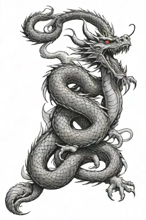 Dragon Biting A Snake