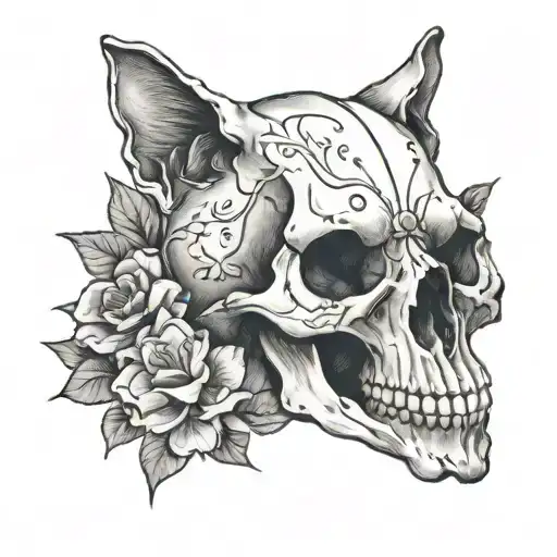 Cat Skull And Cross-bluebonnets
