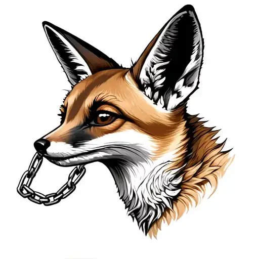 Fennec Fox Furry Head Curcld By Chain