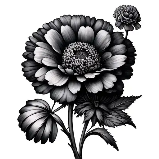 Line Art 1 Marigold 2 Carnations And 1 Violet