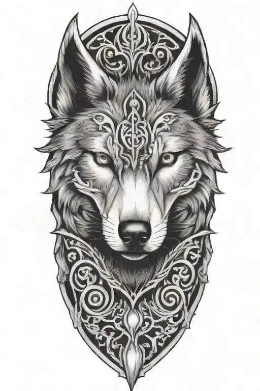 Wolf Head On A Black