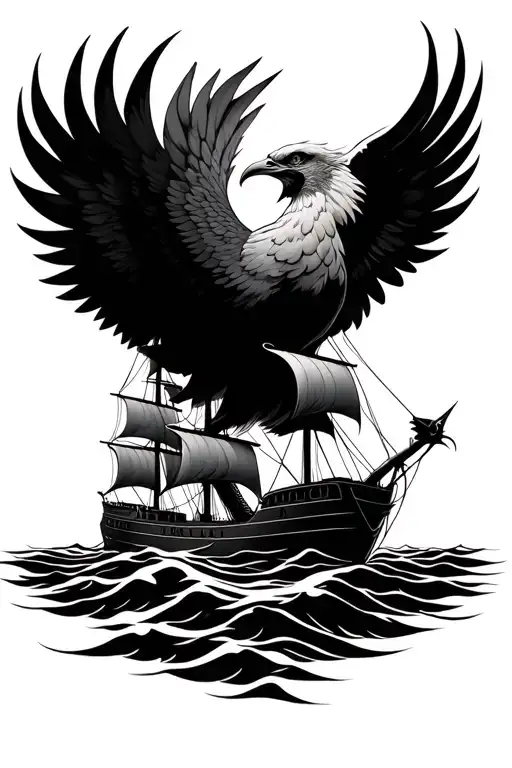 Ship And Phoenix Bird