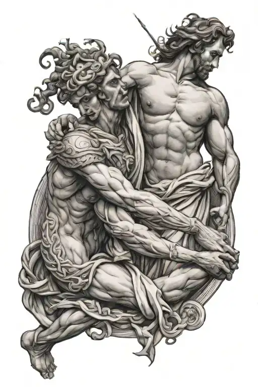 The Creation Of Adam Alexander The Great A Spartan With Equator Lines And Medusa