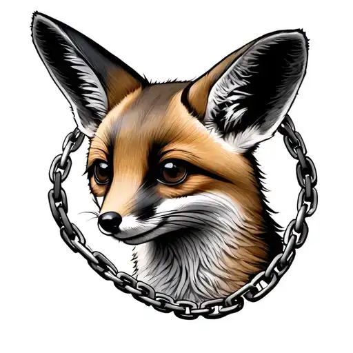 Fennec Fox Furry Head Circled By A Chain
