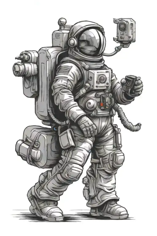 Realistic Astronaut With Cartoon Jet Pack Roaming
