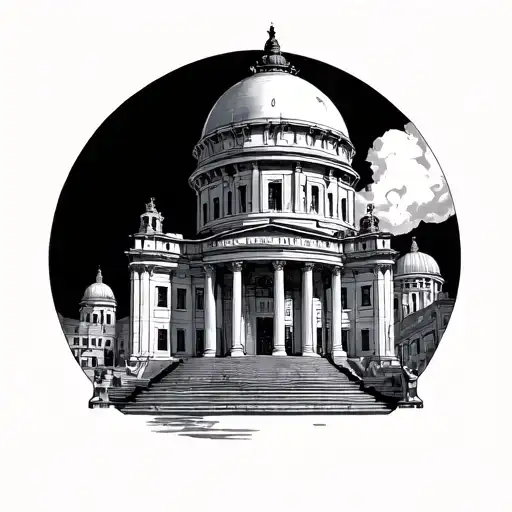 Space With Classical Architectural Building