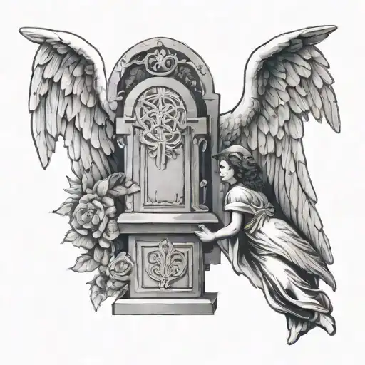Tombstone And Angel Holding