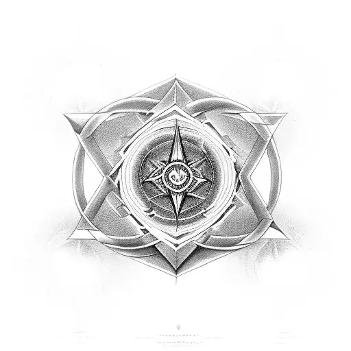 Combine Dark Evil Art Sacred Geometry With Philosophical Symbols In A Black-grey
