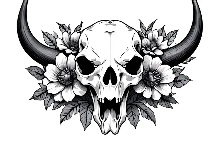Flowers Bull Skull