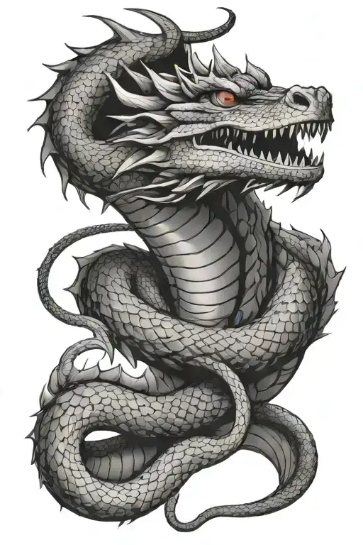 Dragon Biting A Snake