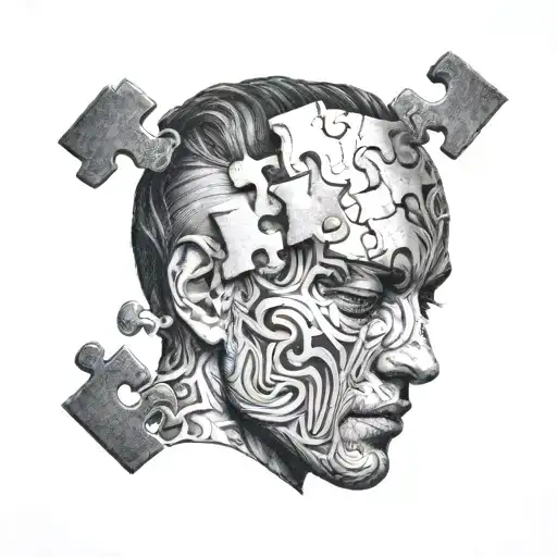 A Portrait Of A Person With A Puzzle Piece As Their Head