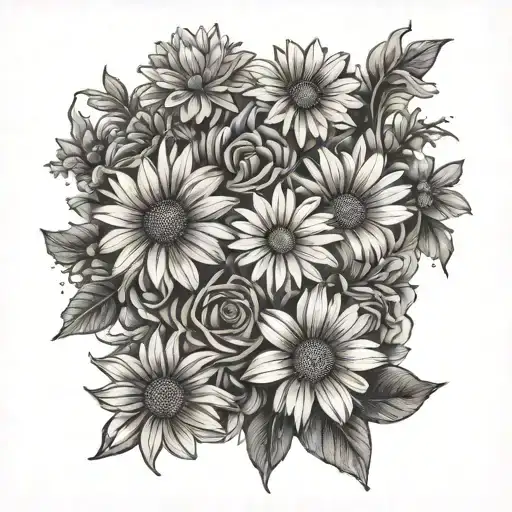 I Love My Family And A Daisy Bouquet