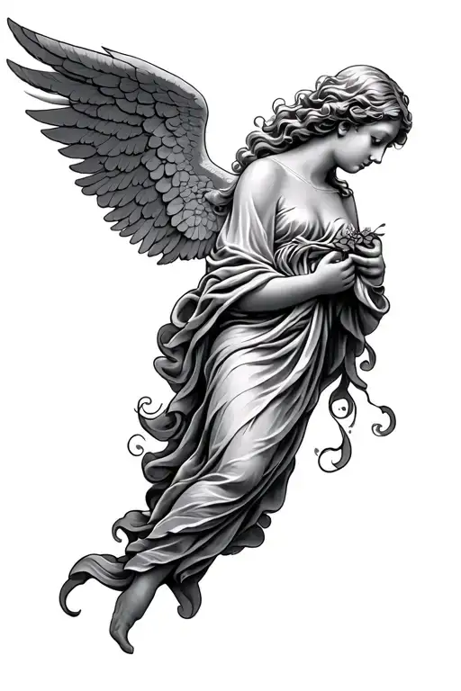 Angel With Sowrd On Forearm