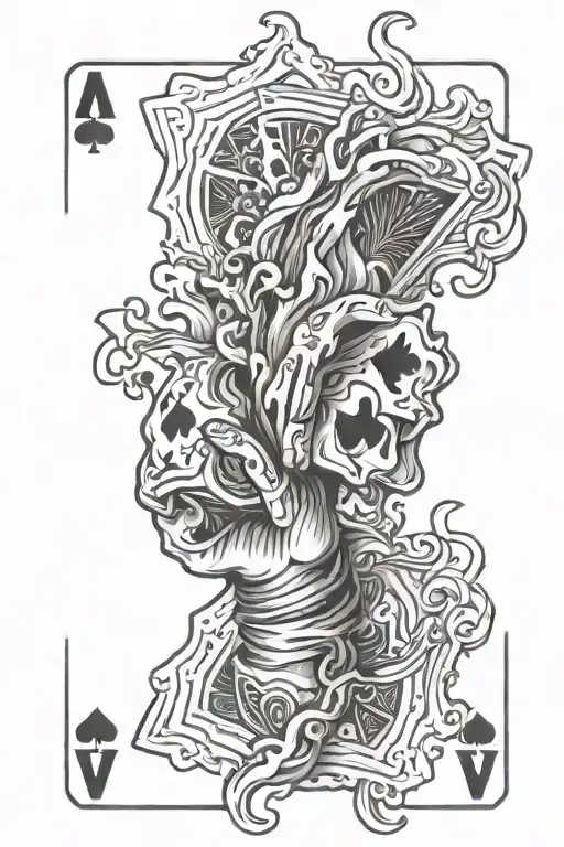 Hand Holding Playing Cards In Fire