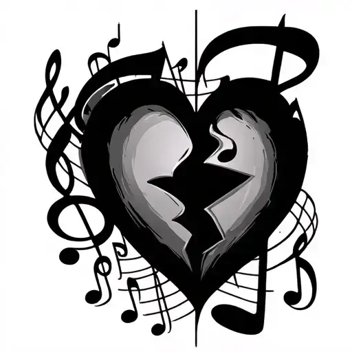 Broken Heart Surrounded My Music Notes