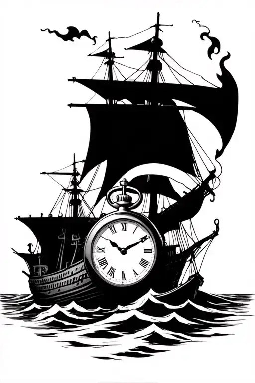 Irish Shipwreck With Fire And Pocket Watch