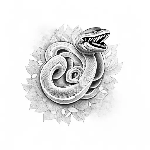 Snake In The Middle Of Flower