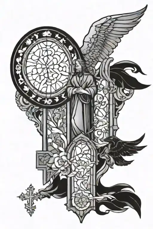 Gothic Stained Glass Bible Story Short I