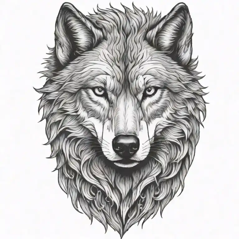 Wolf Head On A Black