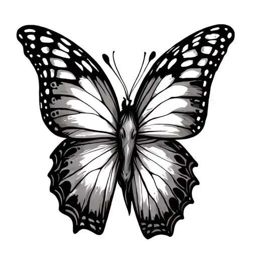 Simple Butterfly And Horse Tatto Unfilled Only Marked