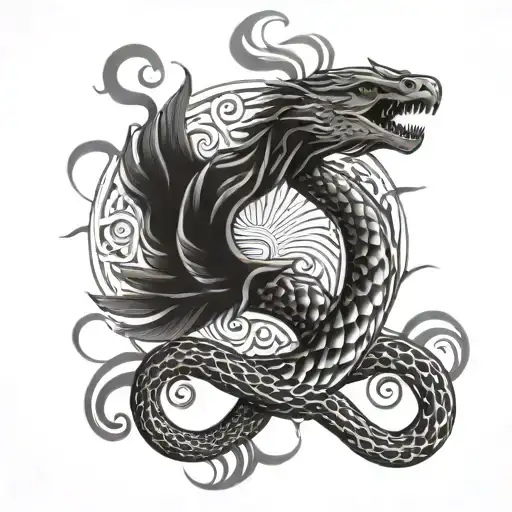 Snake Phoenix Sun 3Stars Ocean Waves Philippines