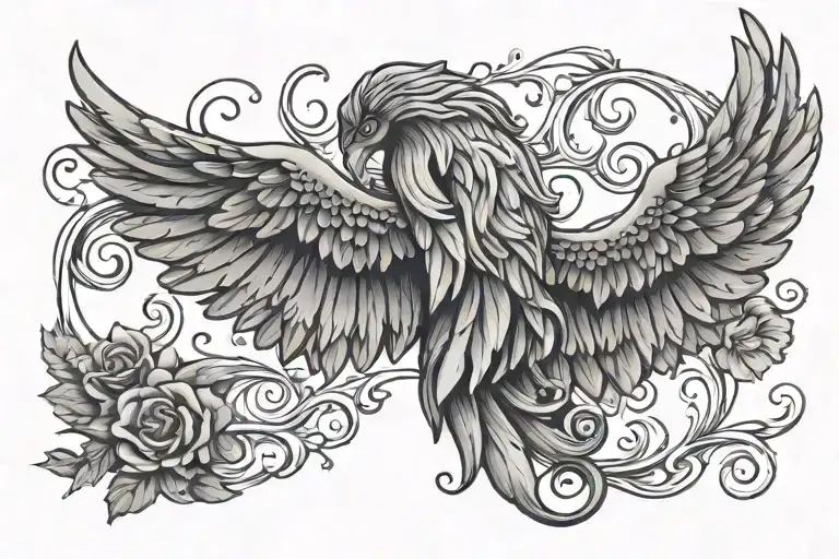 Tattoo With Angel Wings Losing Feathers Below One Wing There Is The First Name Isalys Word Mom