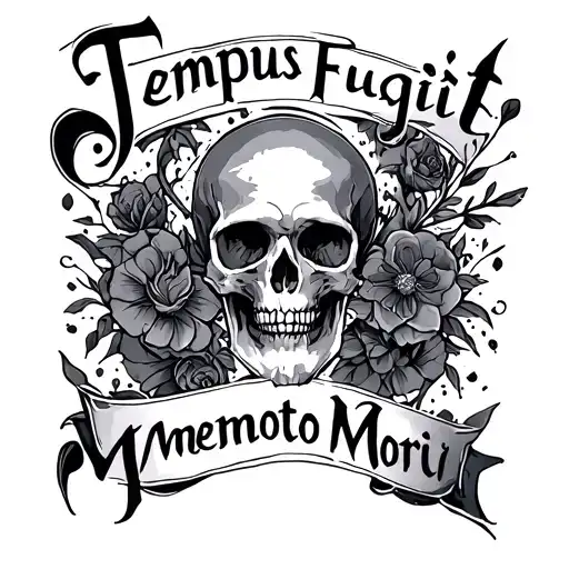 Tempus Fugit Memento Mori Written With Surrounding Abstract Details