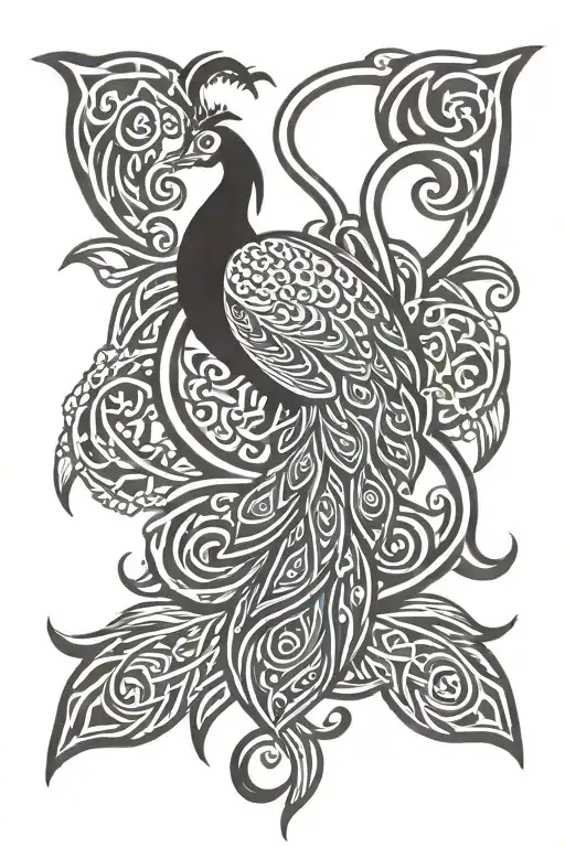 Celtic Knot With Peacock In The Middle