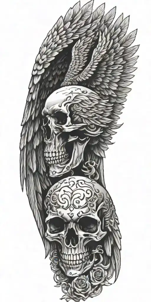 Men Angel Eagle Skull