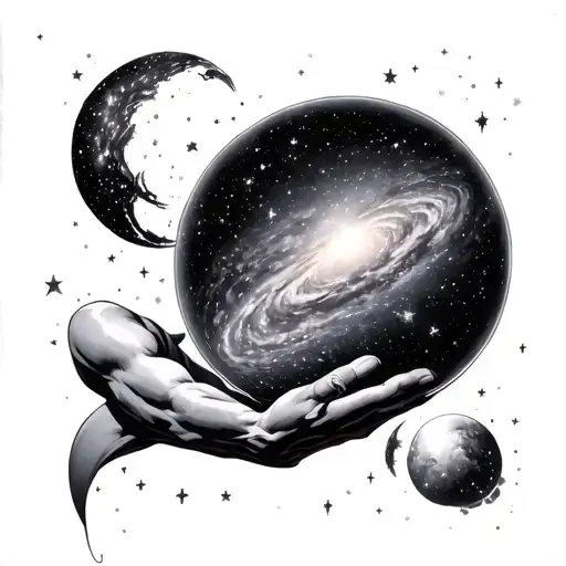 Atlas Holding The Galaxy Filled With Stars