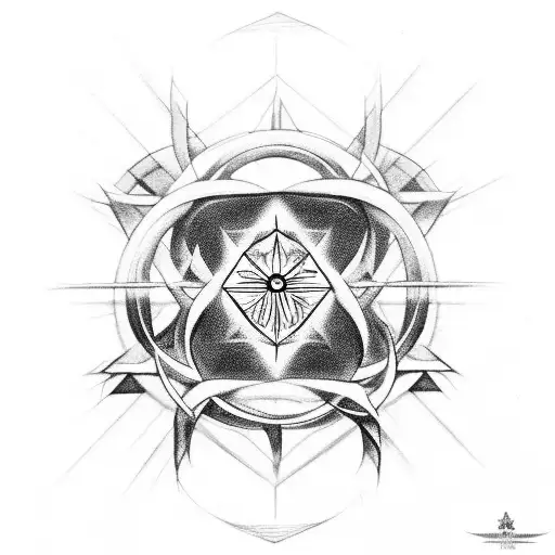 Combine Dark Evil Art Sacred Geometry With Philosophical Symbols In A Black-grey