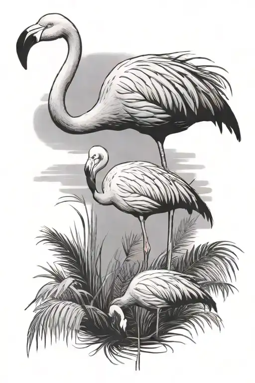 Flamingo Standing Elegant And Minimalist