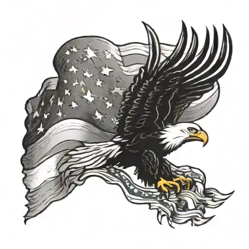 American Flag With Eagle Flying