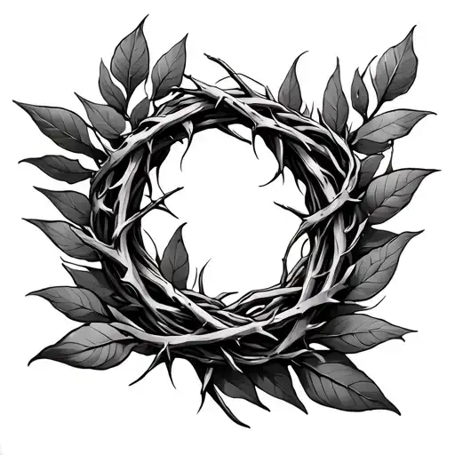 Laurel Leaves Intertwined With Crown Of Thorns Wrapped