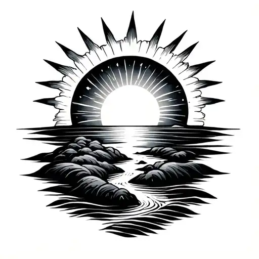 Sun And River Flowing