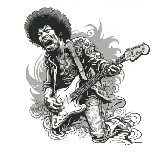 Jimi Hendrix Shoots Guitar While Jumping Tattoo