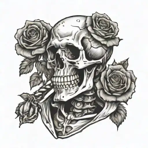 Skeleton Smoking With Roses