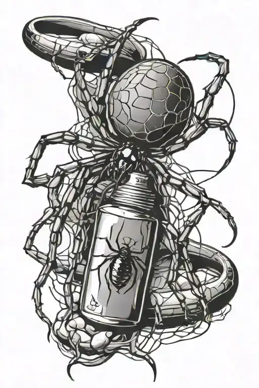 Spider With A Pill Bottle Stuck In Web