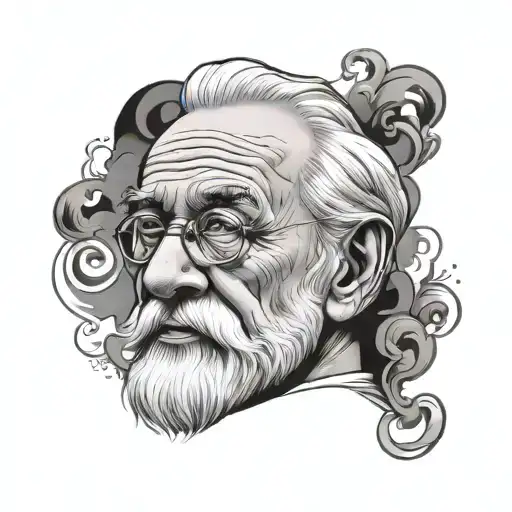 Design A Black-grey Tattoo Of A Portrait Of Grandpa With A Hidden Tribute To Ailynn