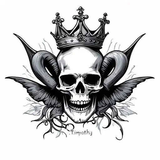 The Name Timothy And Crown Aries Skull
