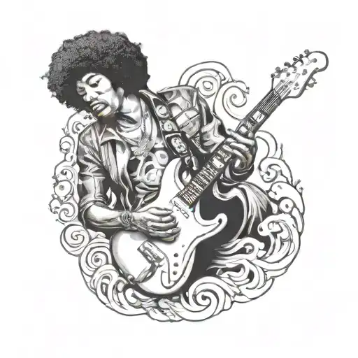 Jimi Hendrix Shoots From A Guitar Tattoo